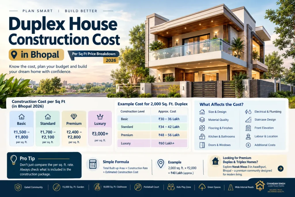 Duplex House Cost Guide Bhopal 2026